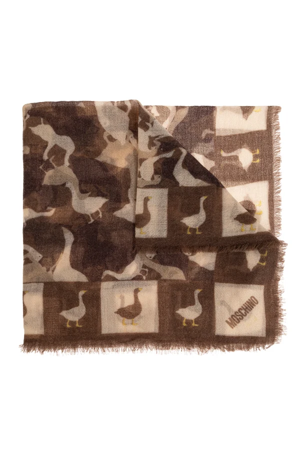 BROWN Cashmere scarf with print