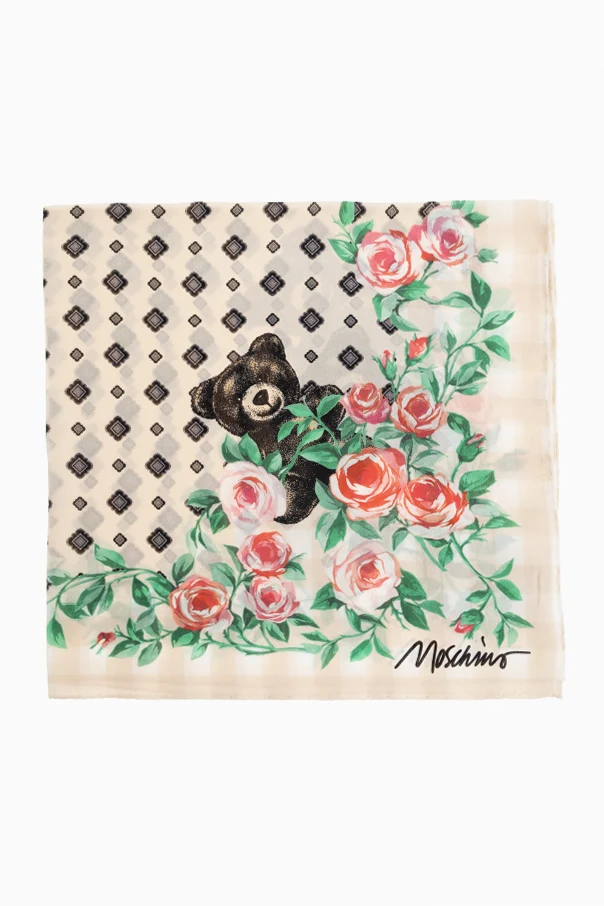 cream Silk scarf with print