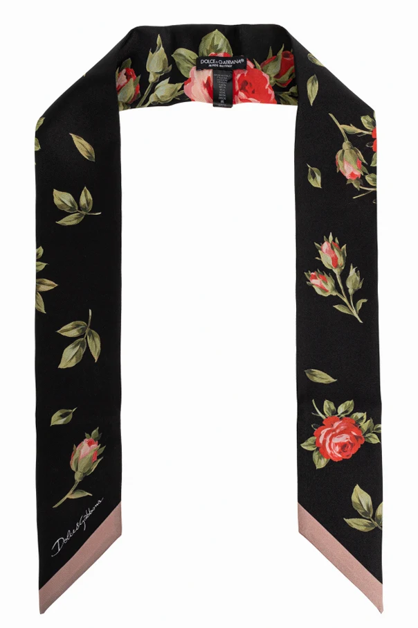 SCHWARZ Seidenschal mit Blumenmotiv