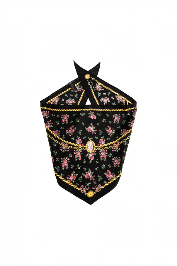 SCHWARZ Dreieckstuch mit Blumenmuster