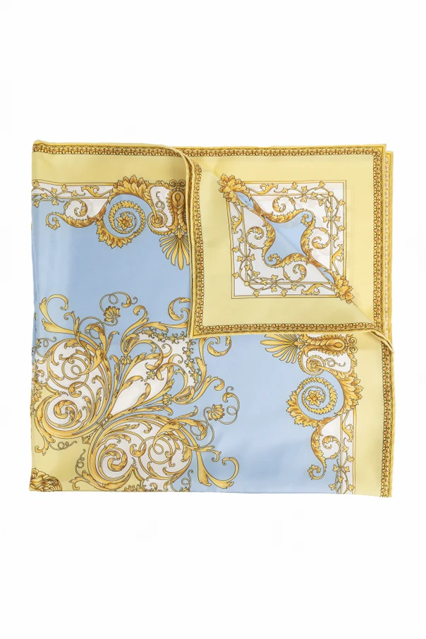 BLUE Silk scarf with "Spring Barocco" print