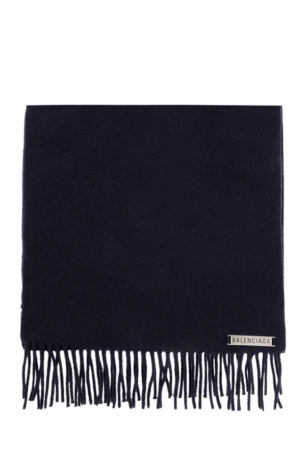 NAVY BLUE Cashmere scarf with logo