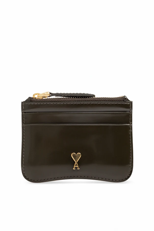 GREEN Leather cardholder with logo