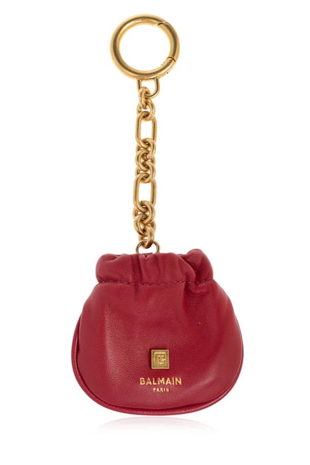 CZERWONY Skórzany brelok do kluczy