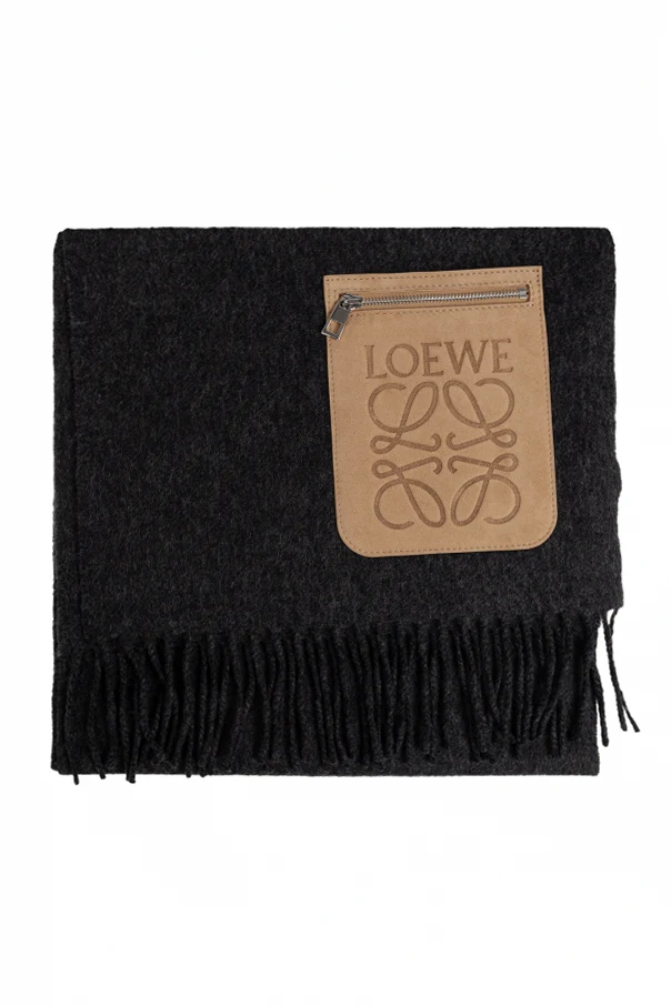 BLACK Wool scarf with logo