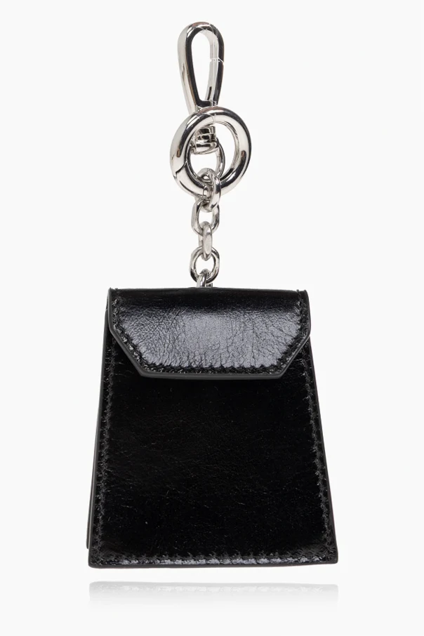 SCHWARZ Lederne Gürteltasche mit Schlüsselanhänger