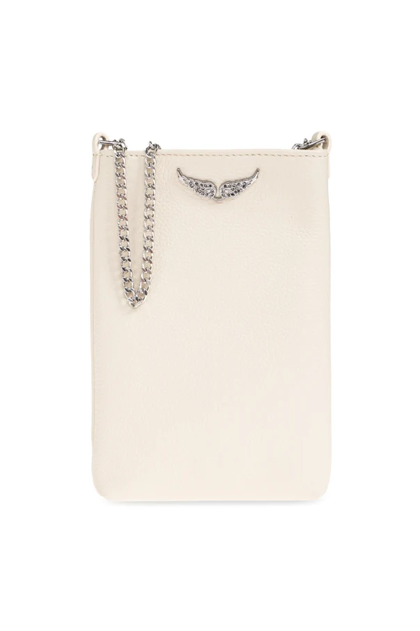 kremowy Skórzane etui na telefon na łańcuchu