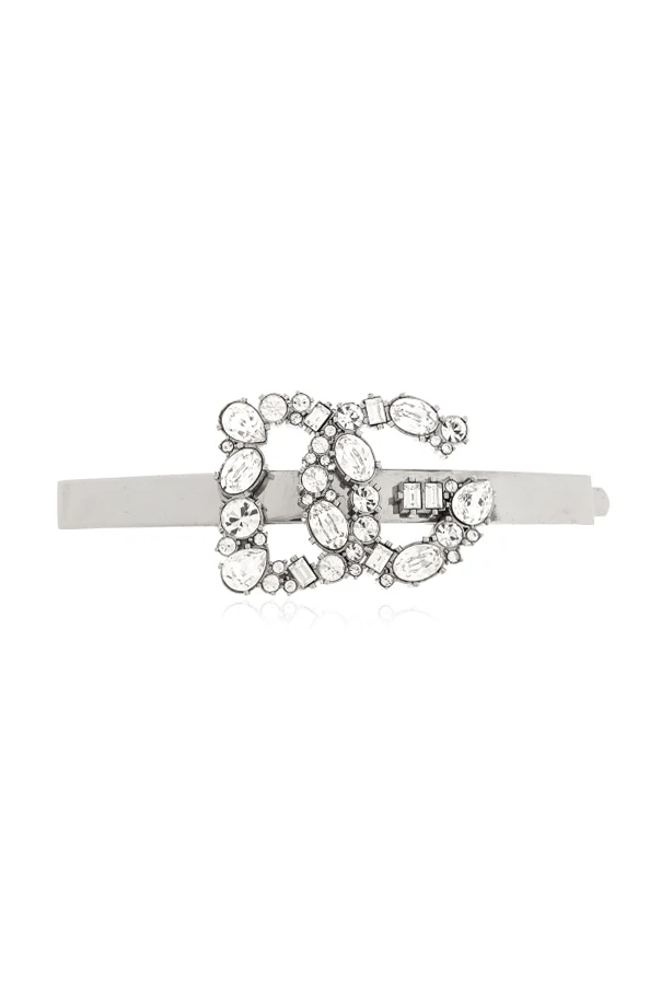 SILBER Haarspange mit schimmernden Kristallen