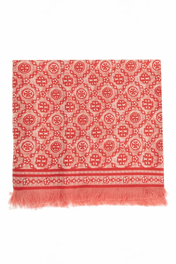 RED Scarf with raw edge finish