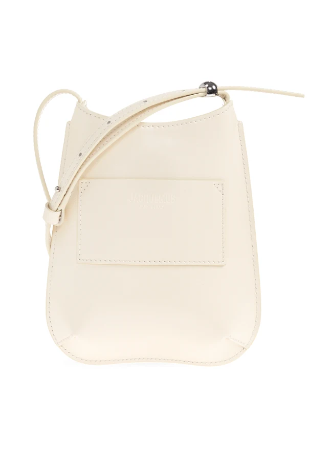 cream “Bisou” phone case with a strap