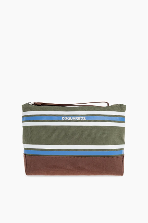 ZIELONY Kosmetyczka ze wzorem w pasy