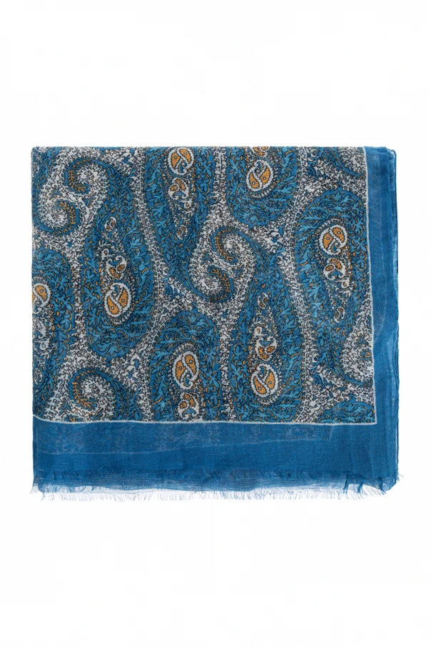 MARINEBLAU Gemusterter Schal mit rohem Abschluss