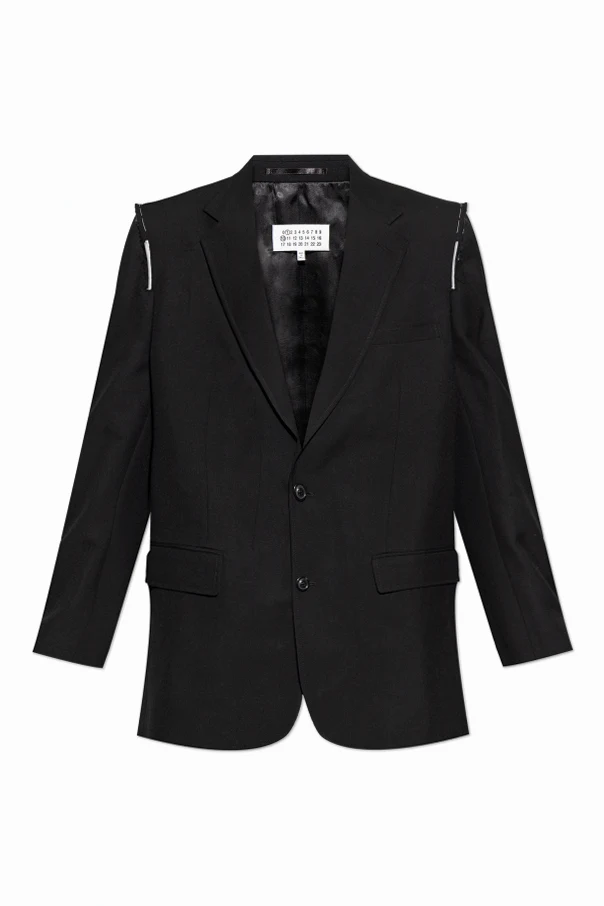 SCHWARZ Wollblazer mit Raw-Edge-Finish