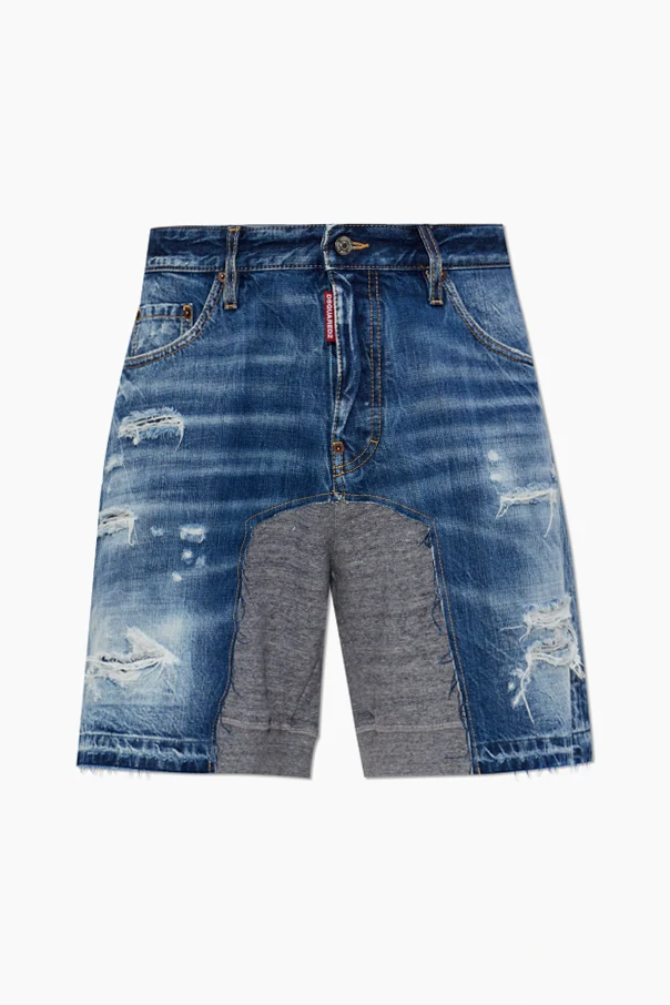 NIEBIESKI Jeansowe szorty z efektem vintage