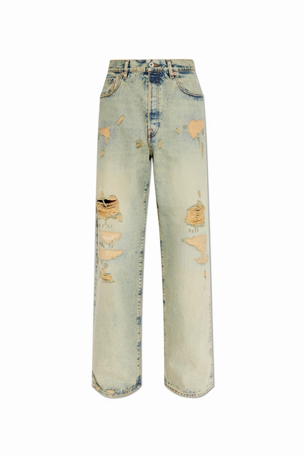 jasnoniebieski Jeansy z efektem vintage
