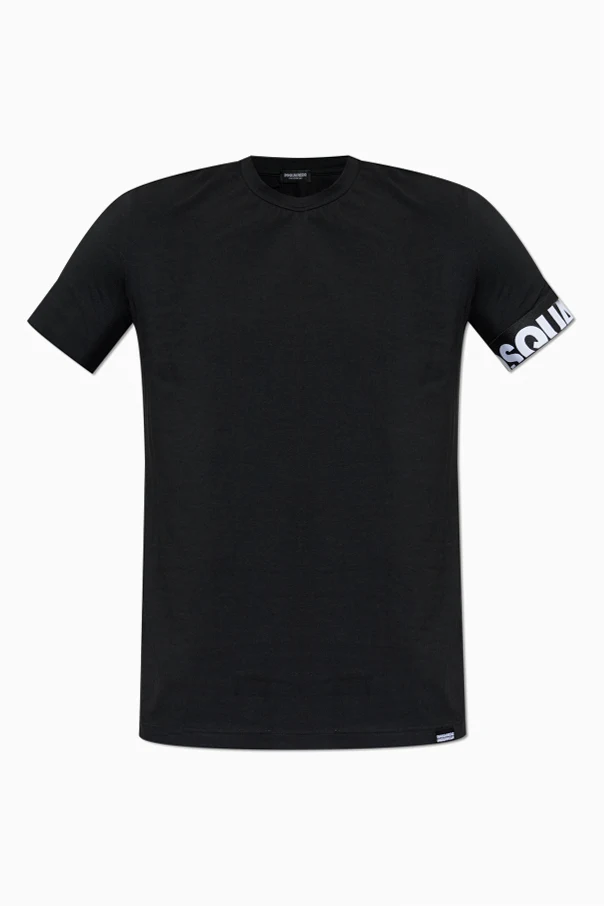 CZARNY T-shirt bieliźniany z okrągłym dekoltem
