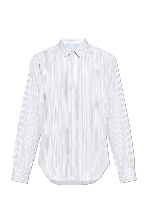 WHITE Striped pattern shirt