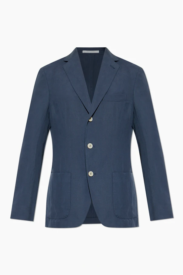 GRANATOWY Marynarka z podwójnym rozcięciem