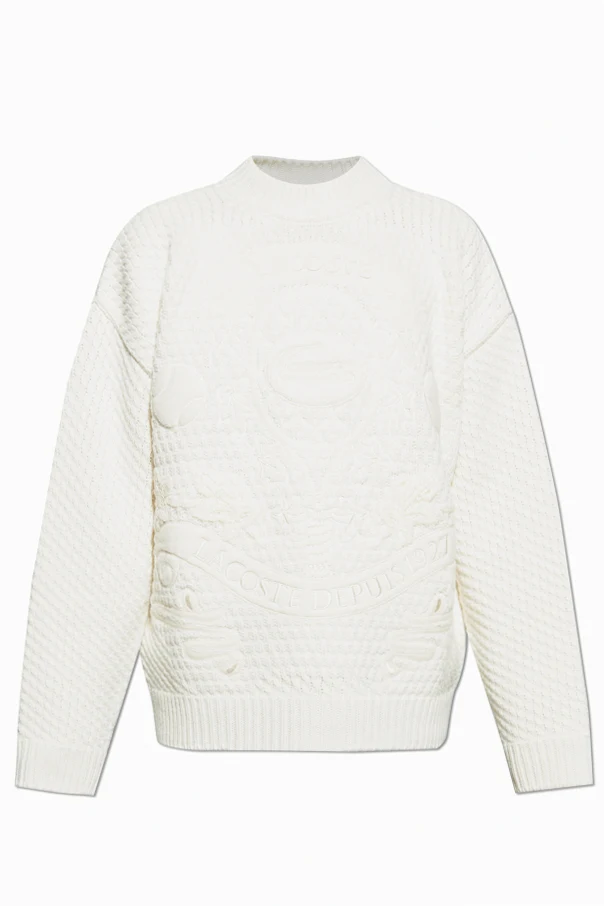 cream Wool sweater with logo