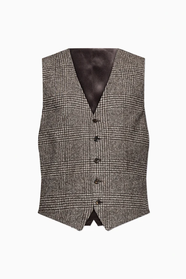 BROWN Plaid pattern vest