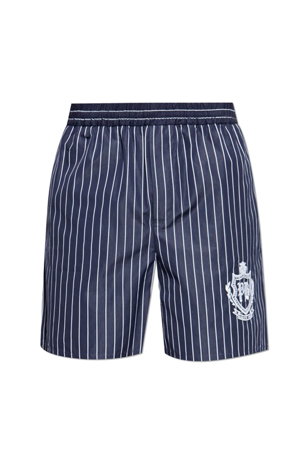 NAVY BLUE Ribbed shorts with logo
