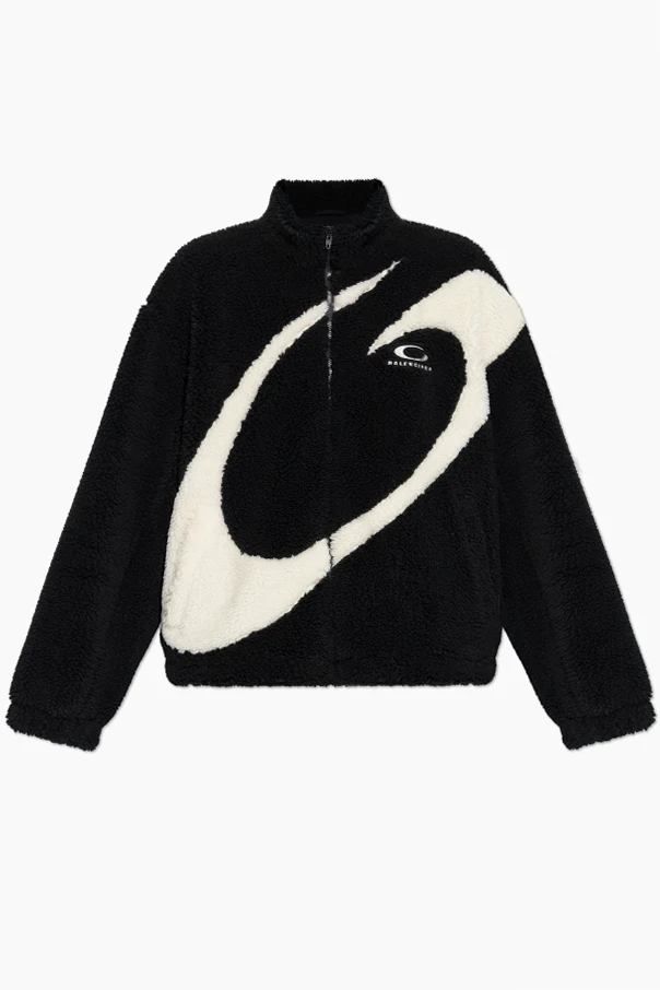 SCHWARZ Fleece-Pullover mit Logo