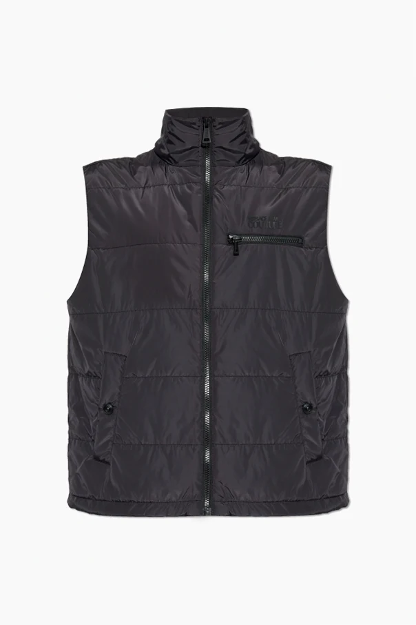 BLACK Insulated vest with stand-up collar