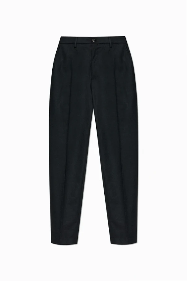 BLACK Wool pleated trousers
