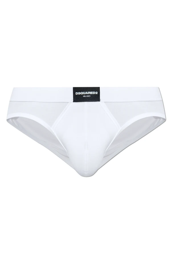 WHITE Briefs with logo patch