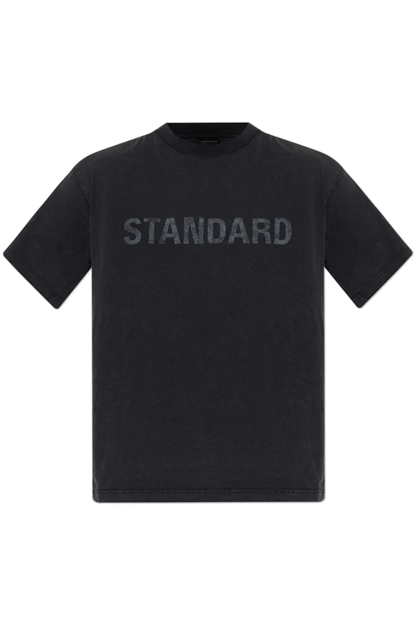 CZARNY T-shirt z efektem zgniecenia