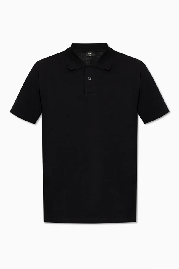 SCHWARZ Polo mit einer Applikation in Form eines Logos