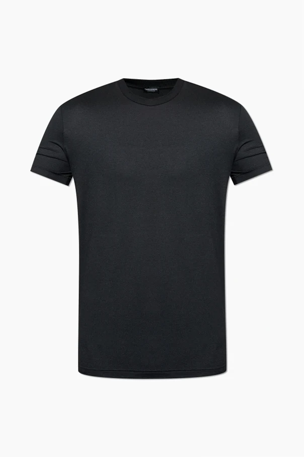 CZARNY T-shirt z bieliźniany z okrągłym dekoltem