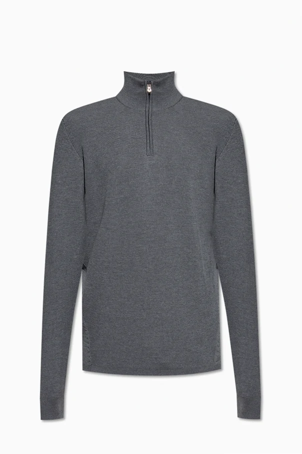 GREY Wool sweater with stand-up collar