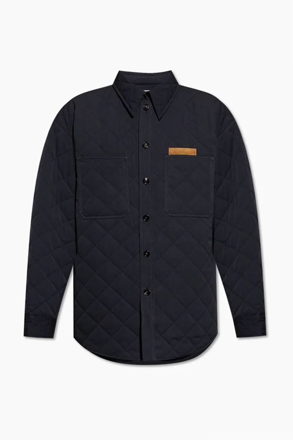 GRANATOWY Pikowana kurtka z kieszeniami