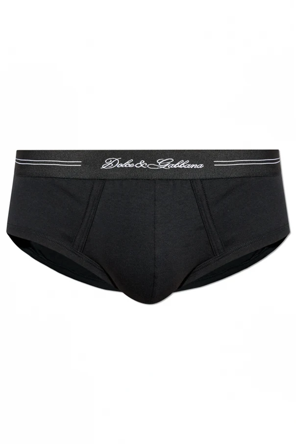 BLACK Cotton briefs with logo