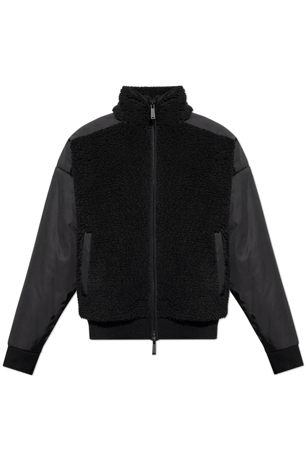 SCHWARZ Fleecejacke mit Stehkragen
