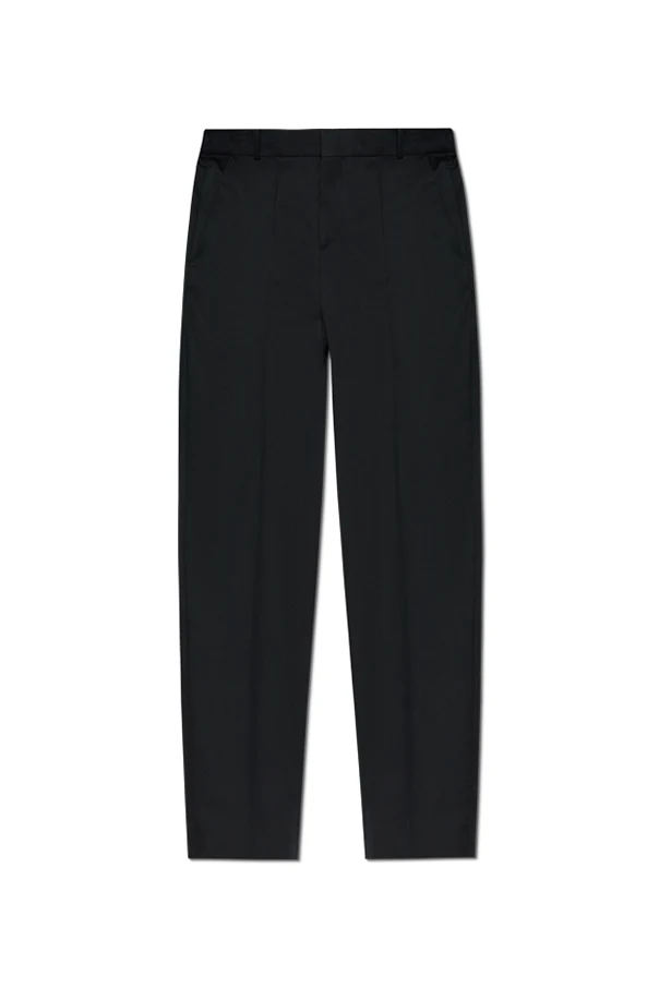 BLACK Wool pleated trousers