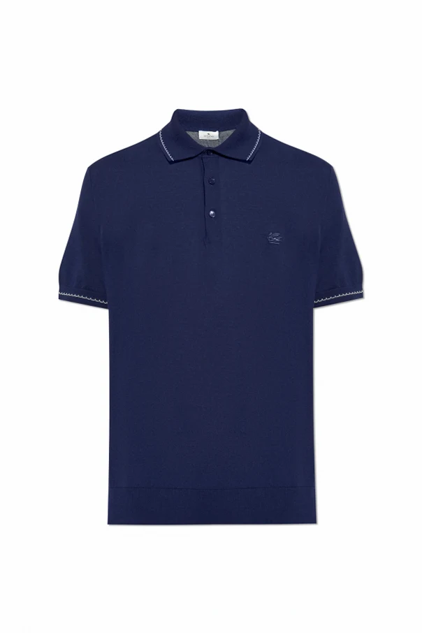 MARINEBLAU Baumwoll-Poloshirt mit aufgesticktem Logo
