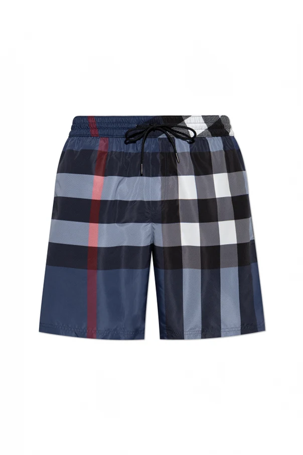 NAVY BLUE Plaid swim shorts