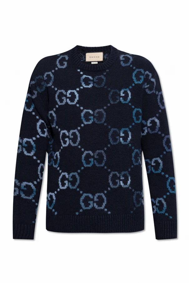 MARINEBLAU Wollpullover mit GG-Muster