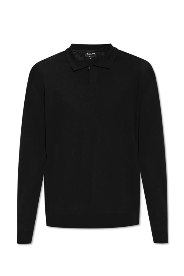 CZARNY Wełniane polo