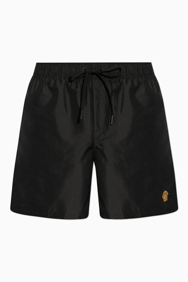 CZARNY Szorty kąpielowe z naszywką