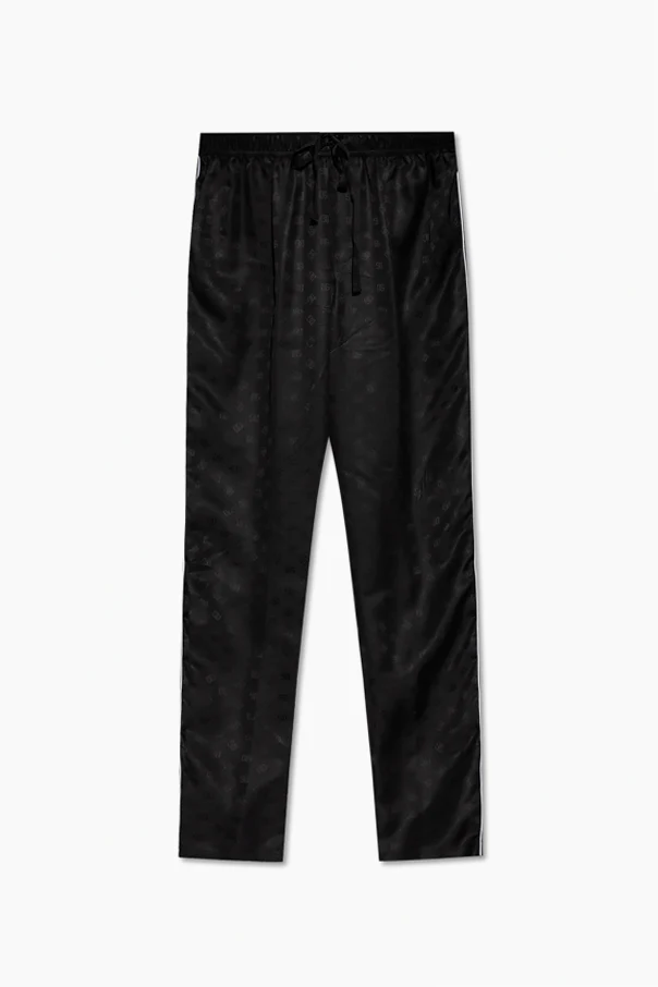 BLACK Silk pants with monogram