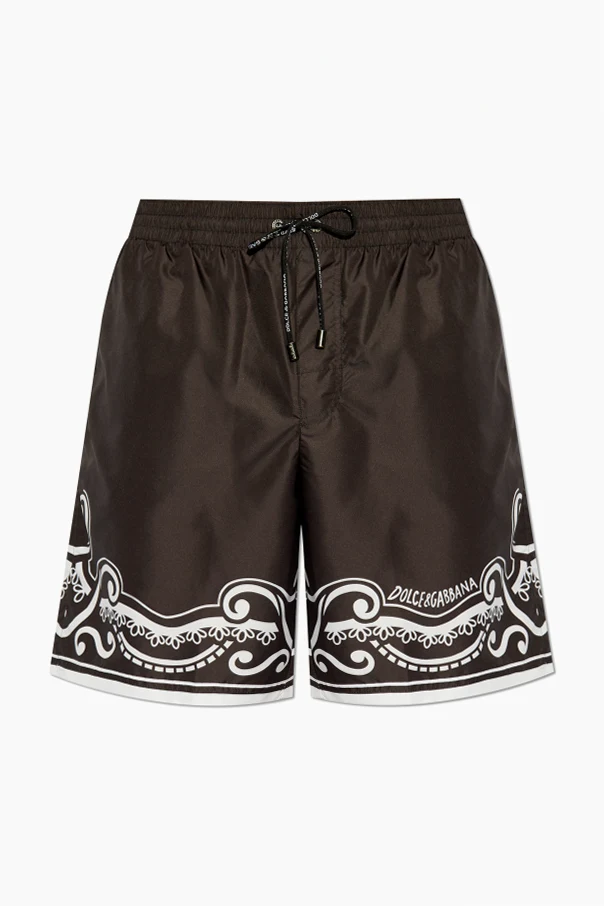 CZARNY Szorty kąpielowe z nadrukiem