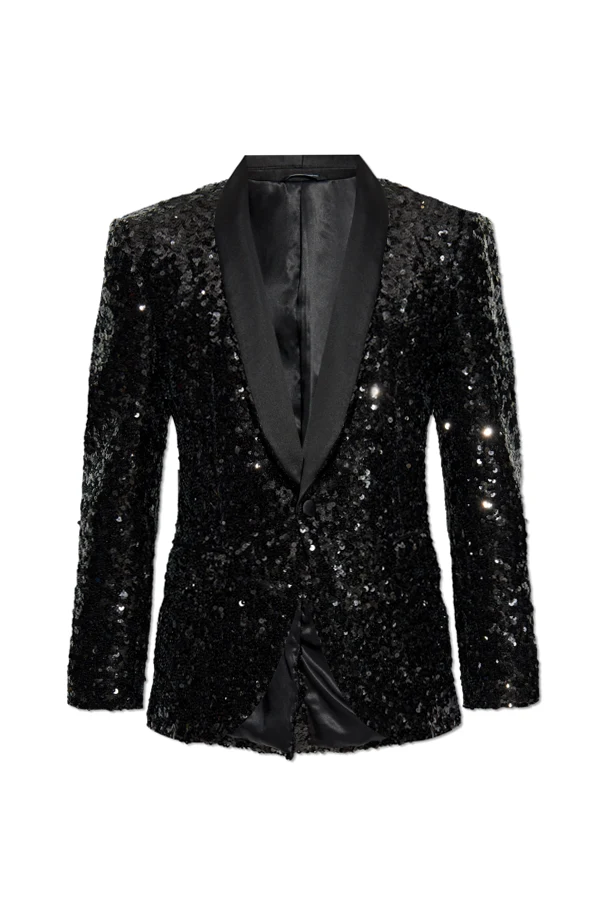 CZARNY Cekinowa marynarka