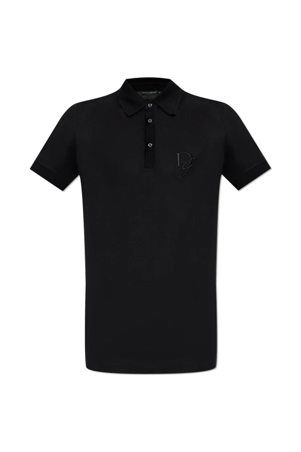 BLACK Cotton polo with logo