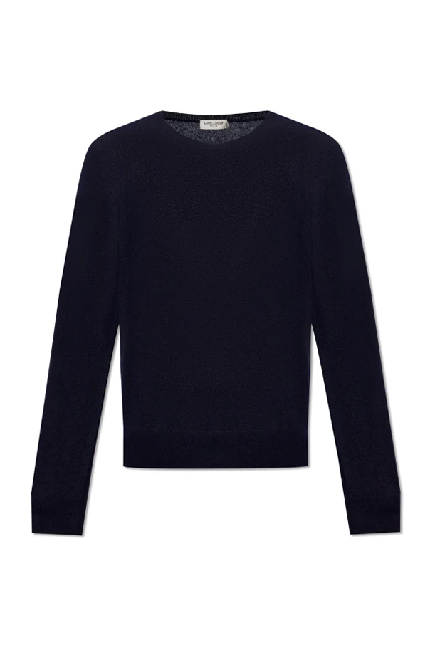 GRANATOWY Sweter z okrągłym dekoltem