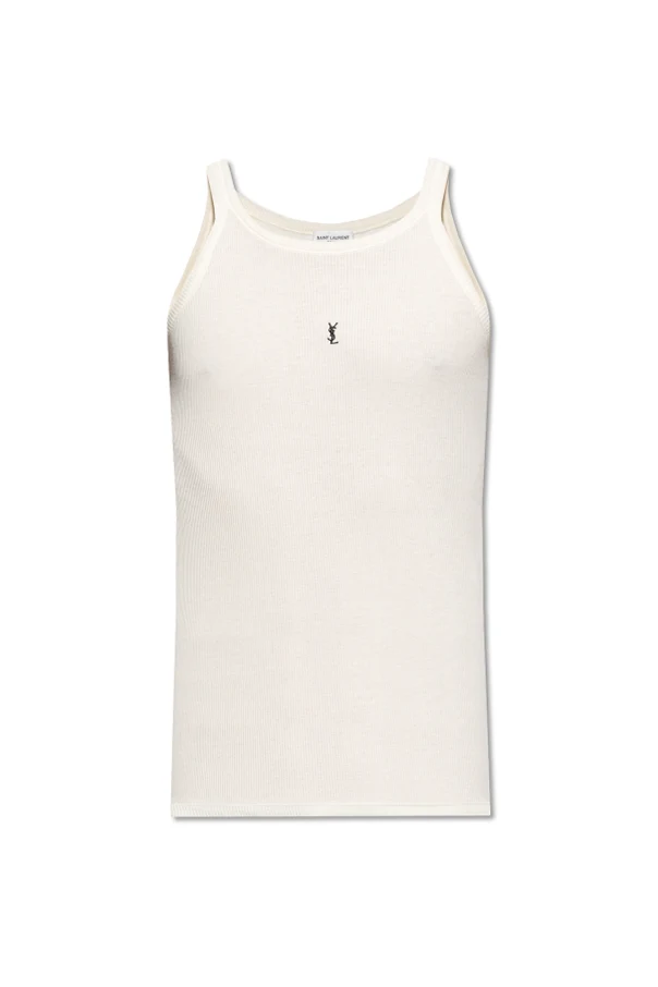 kremowy T-shirt bez rękawów