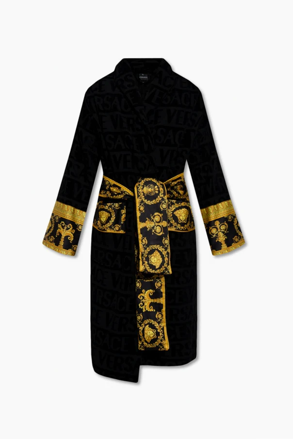 CZARNY Wzorzysty szlafrok