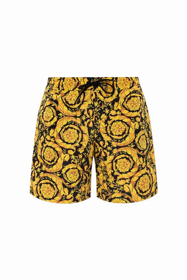 ŻÓŁTY Szorty kąpielowe z motywem barokowym